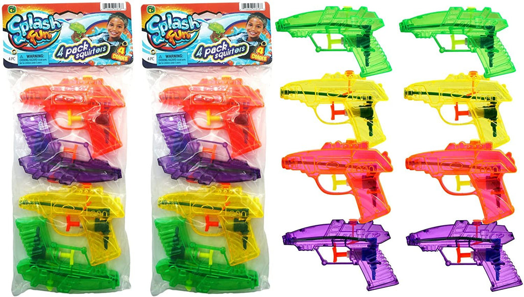 Mini Water Gun Toy 2 Packs (8 Guns) Bulk Water Squirt Soaker Guns for Kids & Adults | Dog Training & Cat Training Water Blaster | Beach and Pool Water Gun Pack | Hot Summer Water Games F-858-2s