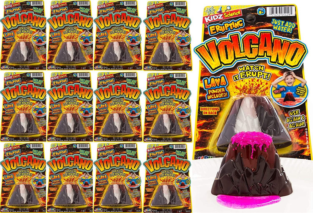 Kidz Science Erupting-Volcano Science Kit (6 Pack). Preschool Learning, Lab Experiment Science Toys and Fun Stem Toy for Kids. Birthday Party Gifts, Easter Basket and Holiday Toy List. 5429-6
